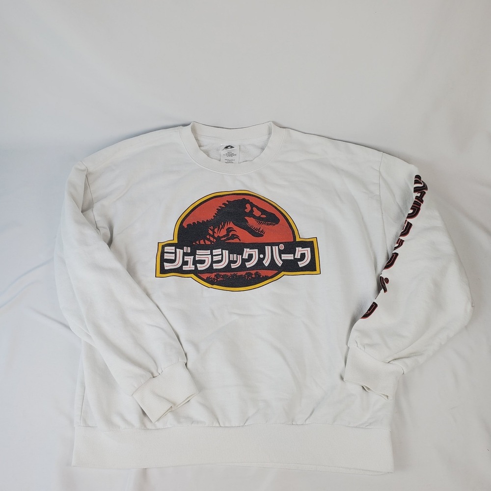 Official Jurassic Park Japanese Sweater Womens/Unisex XL White Crew Neck Sweater